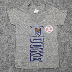 Vintage Duke Blue Devils Shirt Kids Small Gray NCAA Basketball V Neck Deadstock